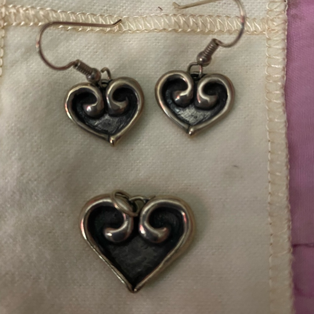 Sterling Silver heart pendant and earrings